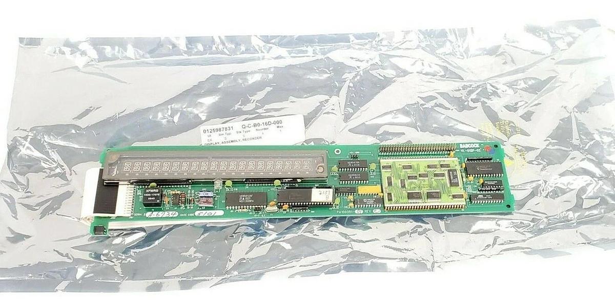 Used BABCOCK VL-01SP-02 PC BOARD DISPLAY ASSEMBLY PA100081-01 REV. C