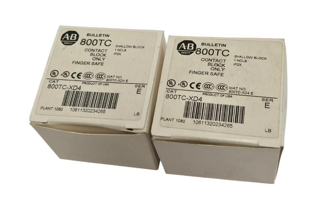 Used LOT OF 2 NIB ALLEN BRADLEY 800TC-XD4 CONTACT BLOCKS 800TCXD4 SER. E