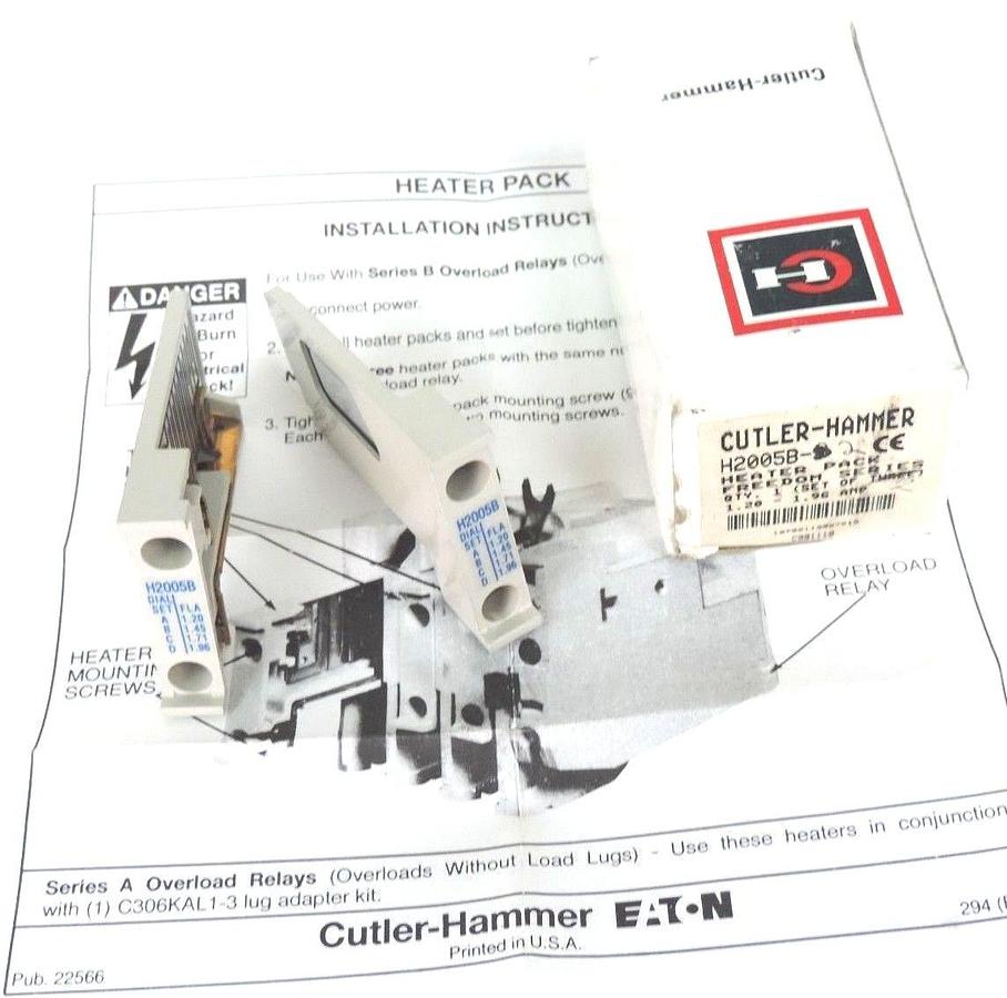 BOX OF 2 NEW CUTLER-HAMMER H2005B HEATER ELEMENTS FREEDOM SERIES 1.20-1.96 AMP