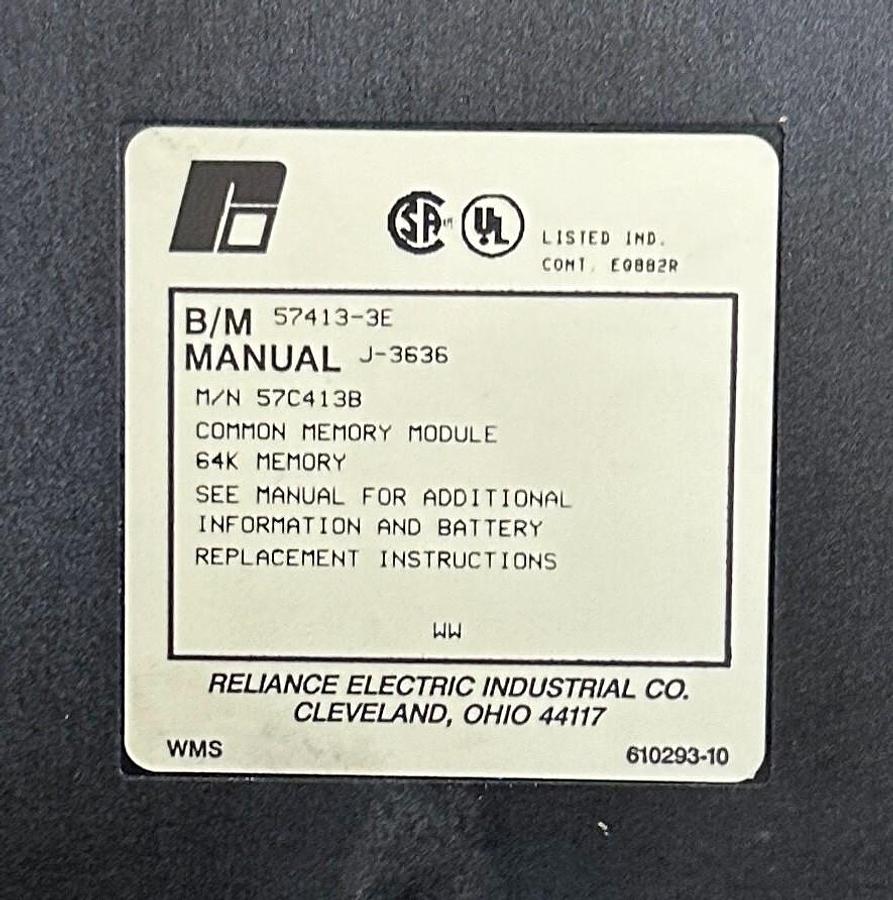 Used RELIANCE ELECTRIC 57C413B / 57413-3E AUTOMAX COMMON MEMORY MODULE 64K