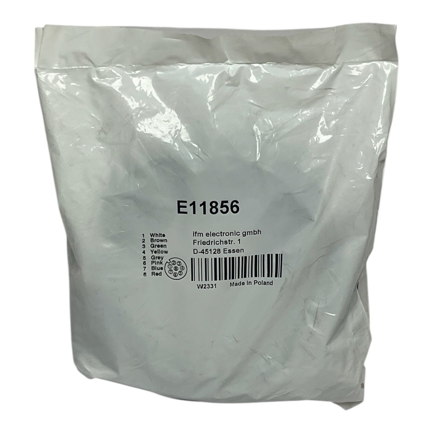 Used ifm electronic E11856 Female Cordset M12 8-Pole 15m PUR - New Surplus Sealed