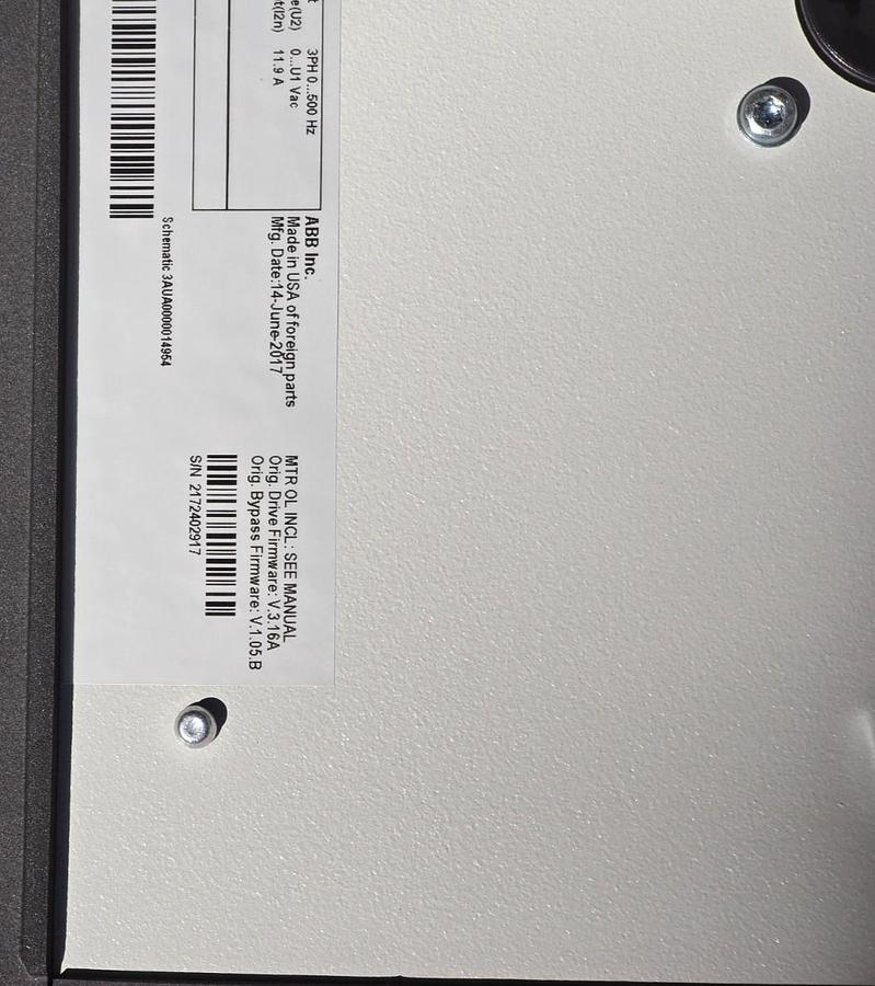Used ABB ACH550-BCR-012A-4+B058+F267 ACH550 HVAC AC DRIVE 7.5 HP, 380-480V 11.9A NSMP