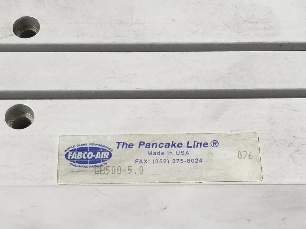 Used FABCO-AIR GB500-5.0 GB SERIES SLIDE CYLINDER THE PANCAKE LINE GB50050