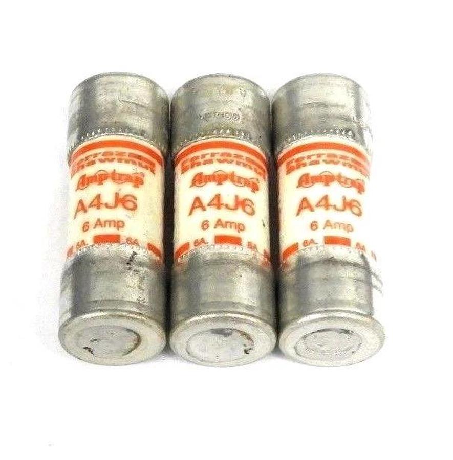 Used LOT OF 3 FERRAZ SHAWMUT A4J6 AMP-TRAP FUSES 6 AMP