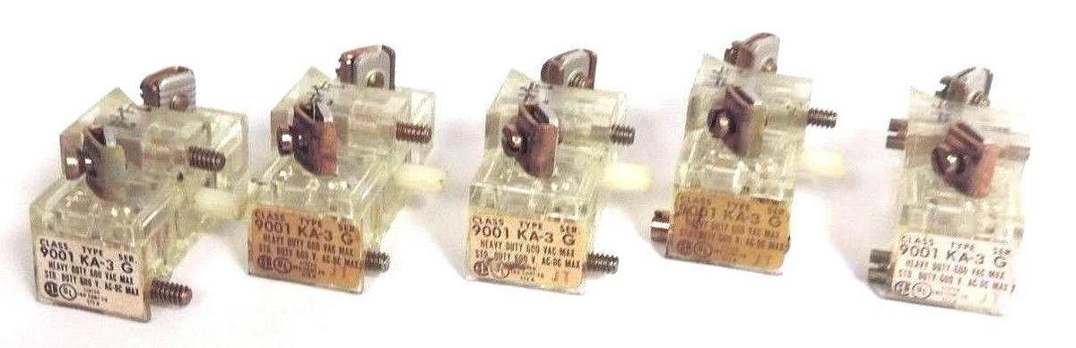Used LOT OF 5 SQUARE D 9001-KA-3 CONTACT BLOCKS 9001KA3 SER. G