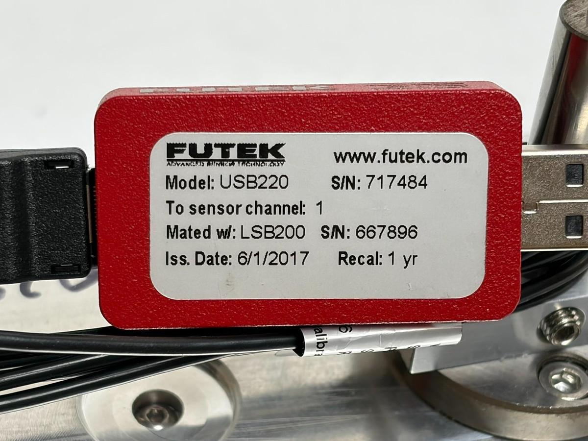 Used FUTEK LSB200 50lb Load Cell & USB220 Matching Kit - Polished Steel