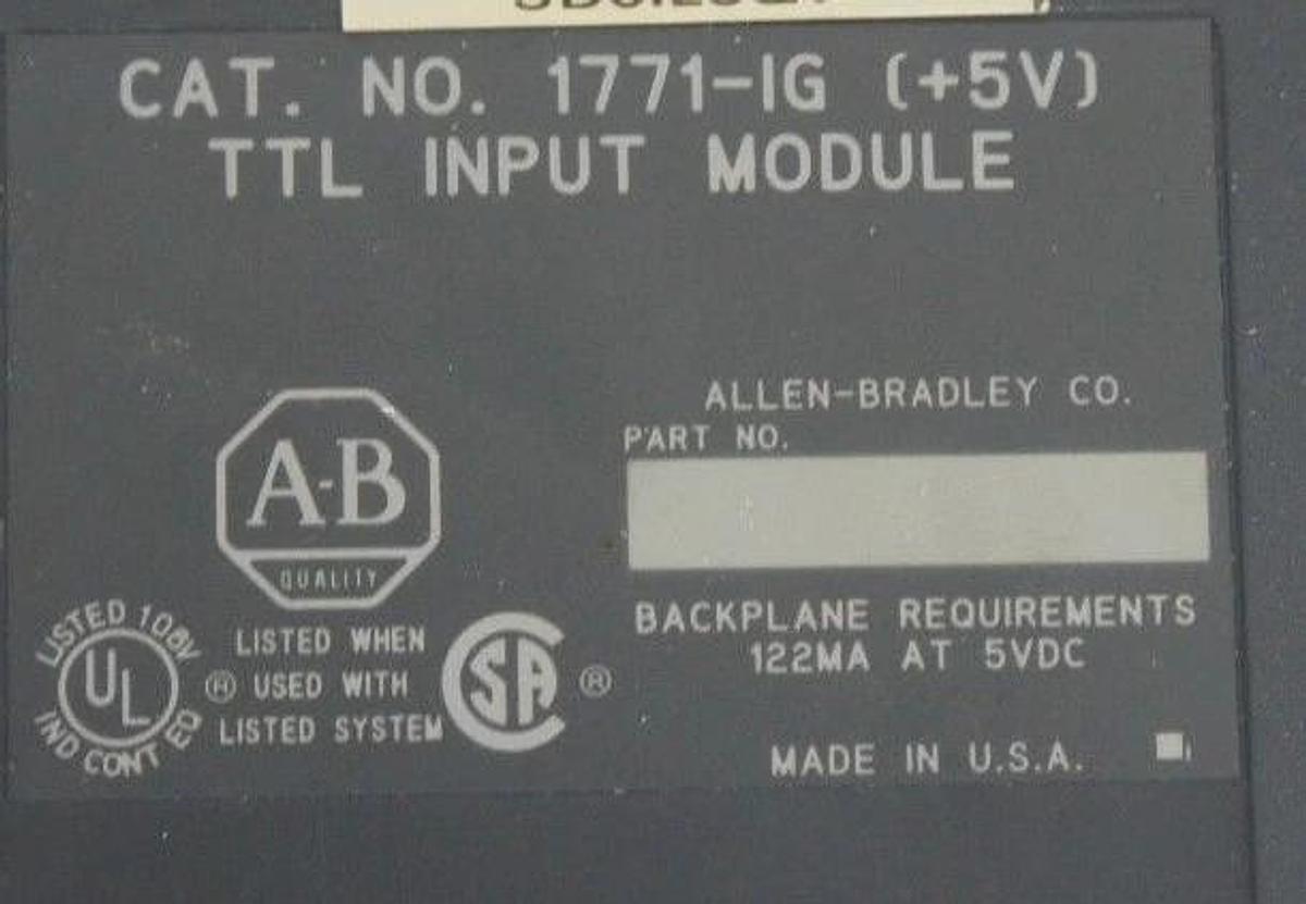 Used ALLEN BRADLEY 1771-IG (+5V) TTL INPUT MODULE 1771IG