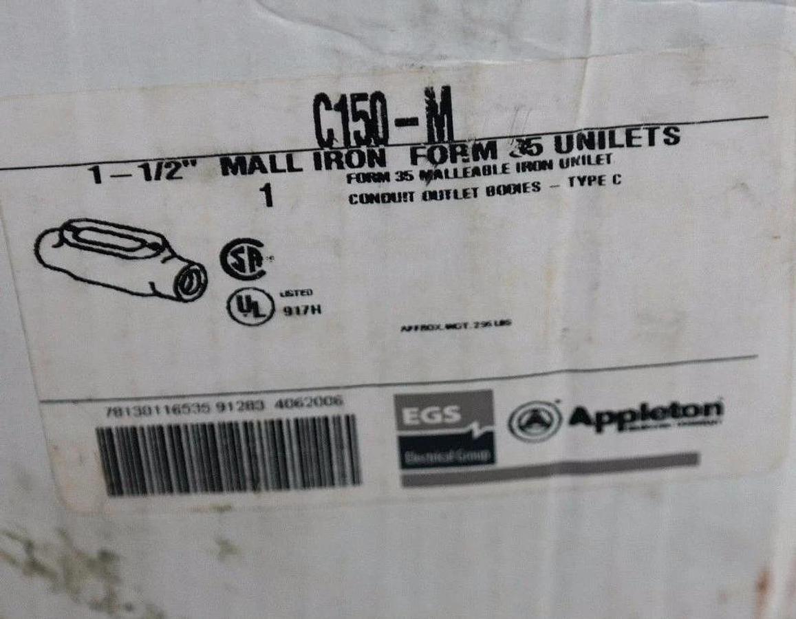 Used LOT OF 3 NIB APPLETON C150-M TYPE C CONDUIT OUTLET BODIES 1-1/2" C150M