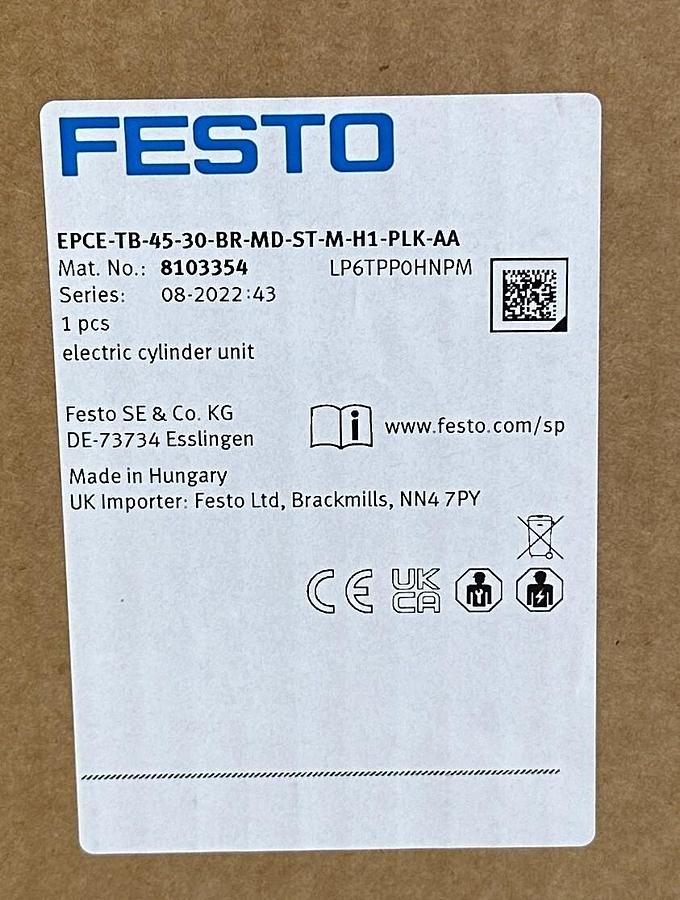 Used NEW FESTO EPCE-TB-45-30-BR-MD-ST-M-H1-PLK-AA ELECTRIC CYLINDER UNIT 8103354