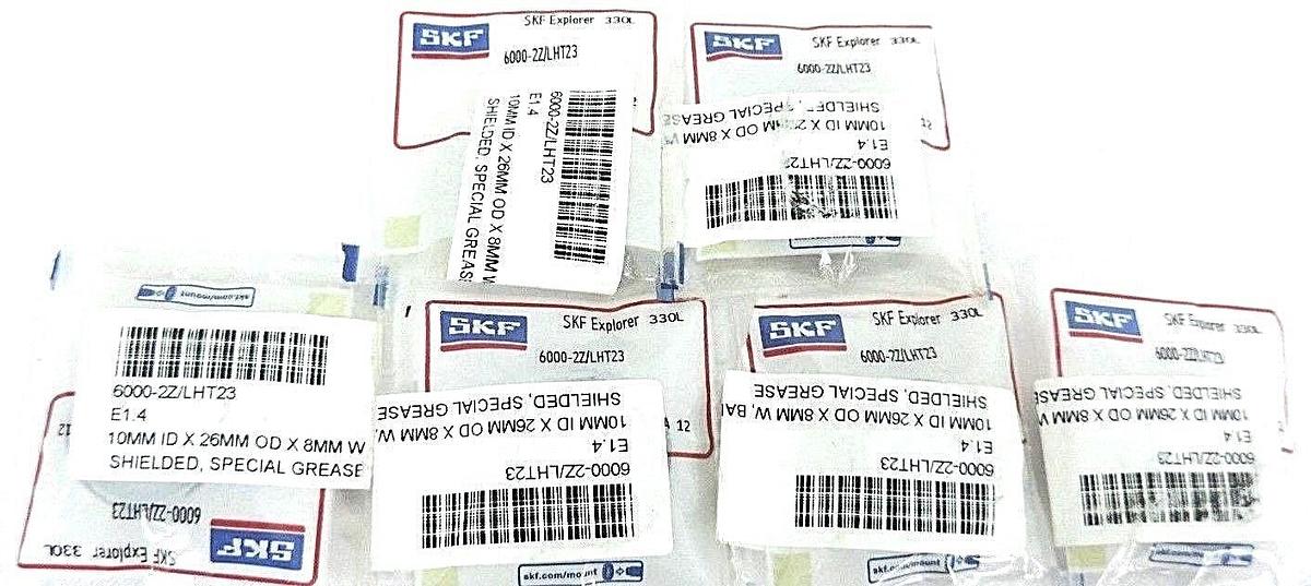 Used LOT OF 6 NEW SKF 6000-2Z/LHT23 BALL BEARINGS 10MM BORE 26MM OD 8MM WIDTH