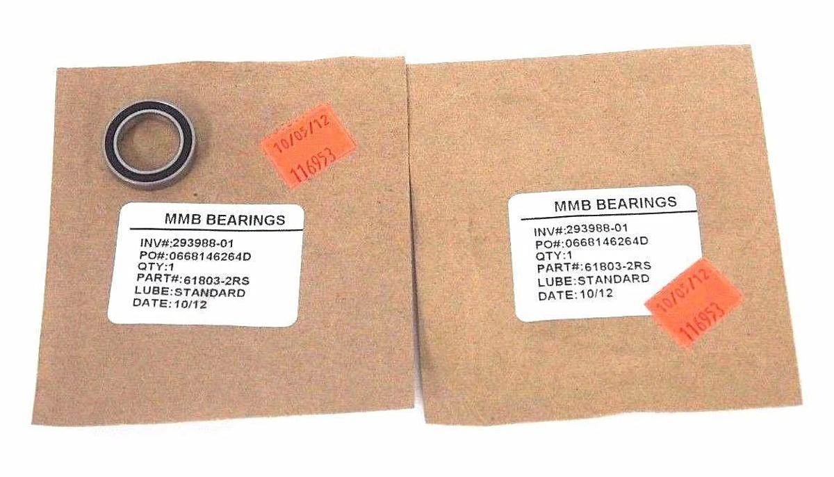 LOT OF 2 NEW MMB 61803-2RS BALL BEARINGS 618032RS