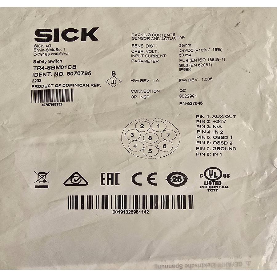 SICK TR4-SBM01CB | TR4SBM01CB RFID Safety Switch Sensor & Actuator 6070795 NSFS