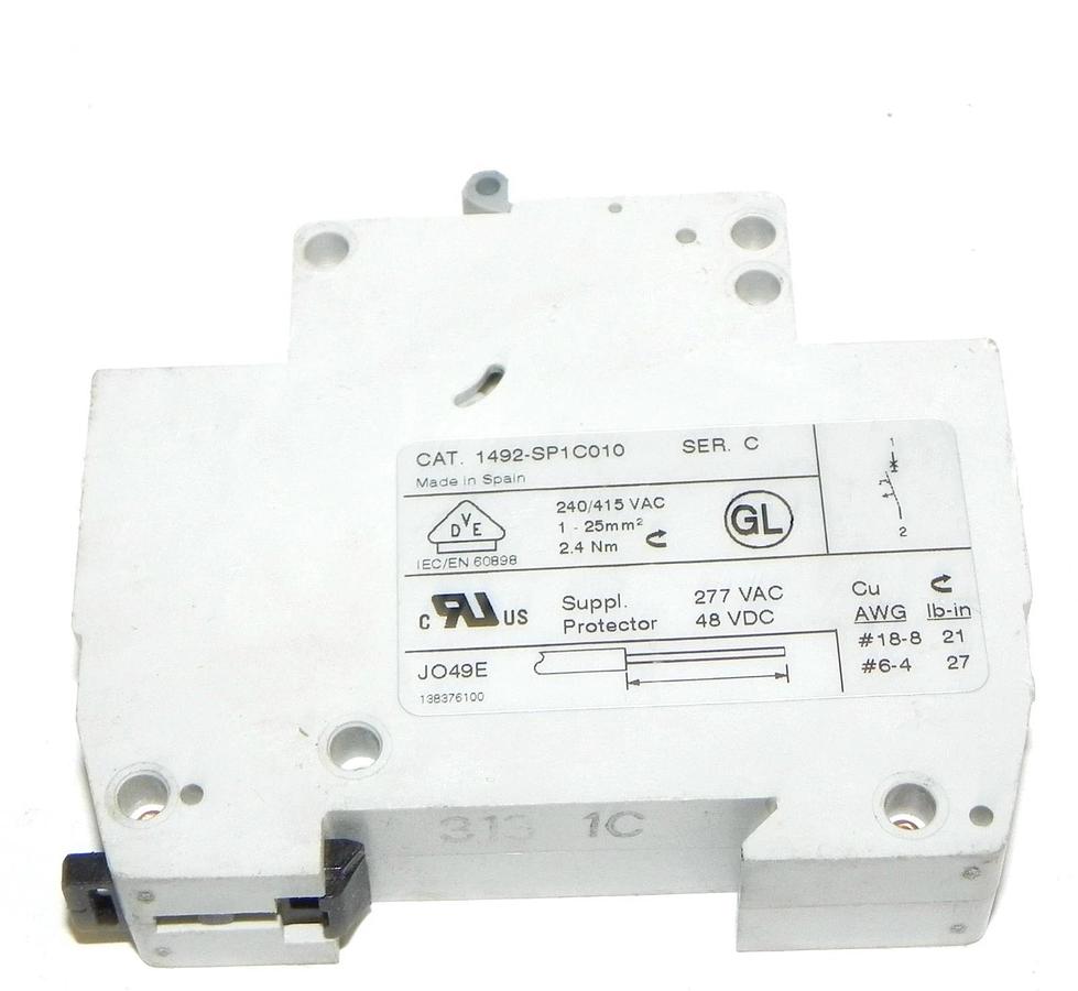 Used ALLEN BRADLEY 1492-SP1C010 CIRCUIT BREAKER 1492-SP, SER. C, 1492SP1C010