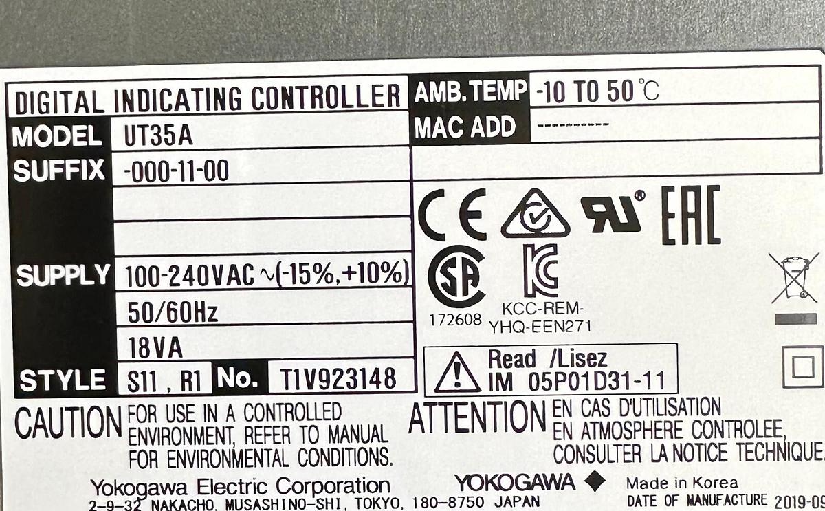 Used NEW YOKOGAWA UT35A-000-11-00 / UT35A0001100 DIGITAL INDICATING CONTROLLER UT35A