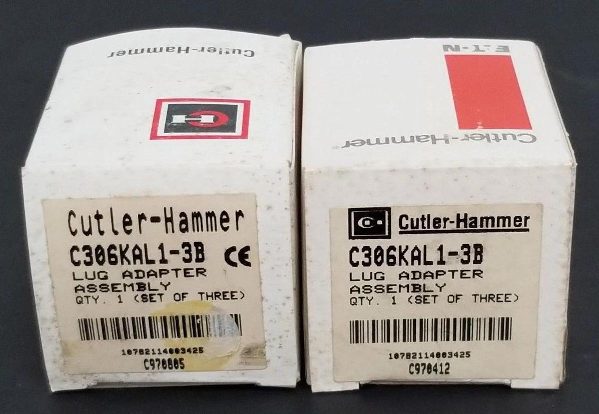 Used LOT OF 6 NIB CUTLER-HAMMER C306KAL1-3B LUG ADAPTOR ASSEMBLIES C306KAL13B