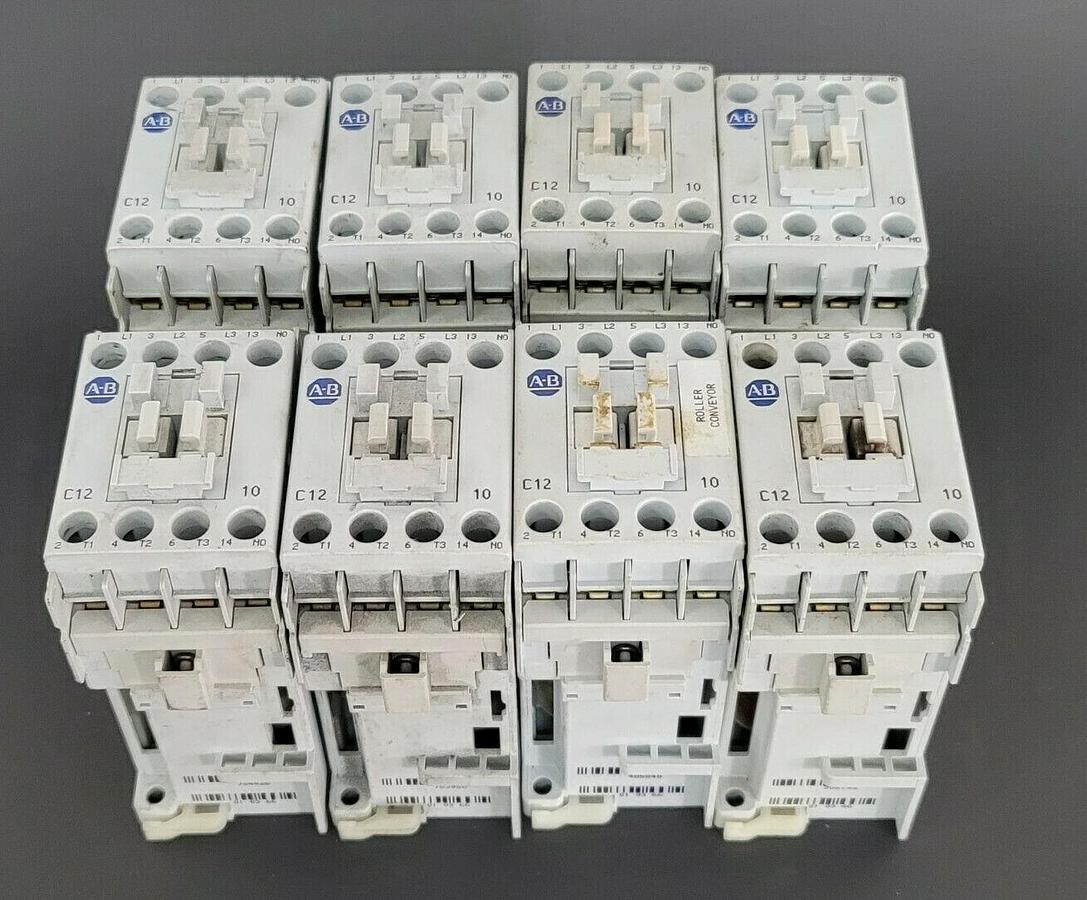 Used LOT OF 8 ALLEN BRADLEY 100-C12Z*10 CONTACTORS SER. A 100C12Z10A, 24V DC