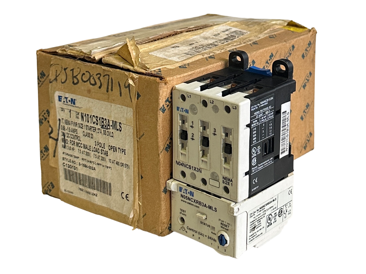 Used EATON N101CS1B3A-MLS / 3-1584-002A NEMA FVNR SIZE 1 STARTER 27A 3-POLE *CHIP