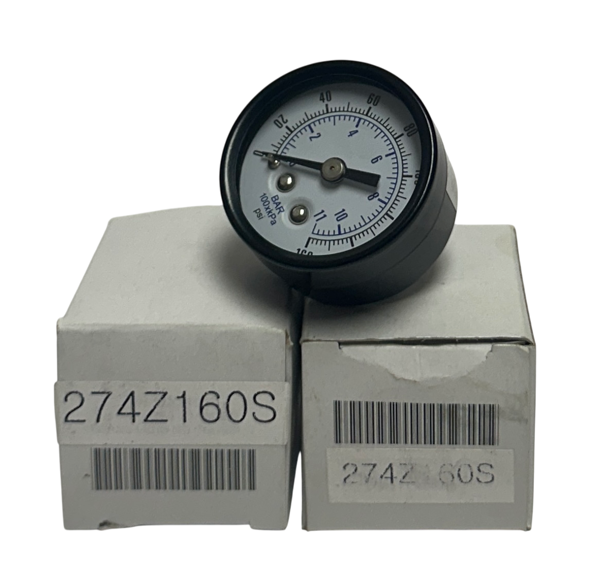 Used 2 WATTS 274Z160S OEM PRESSURE GAUGES 0-160PSI NSMP