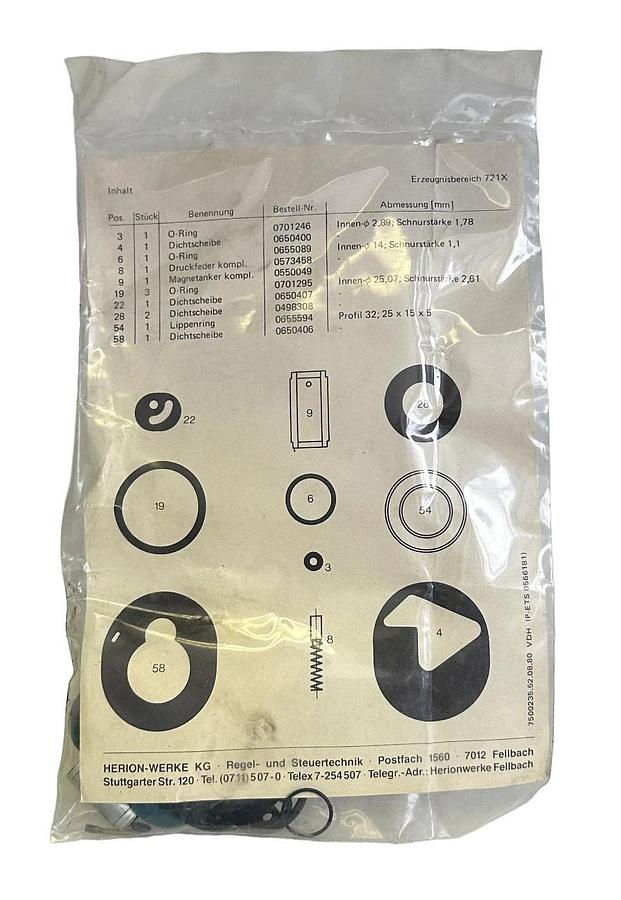 Used NEW HERION 0566181 SPARE PARTS KIT FOR 8020813 (20,60) 8022803 (05,07,60)