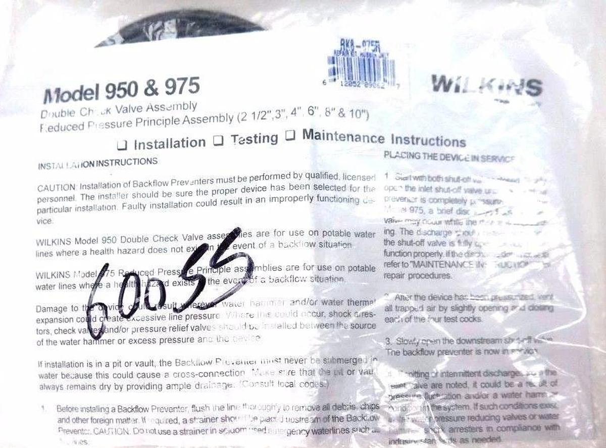 Used NEW WILKINS RK8-975R RELIEF VALVE REPAIR KIT RK8975R