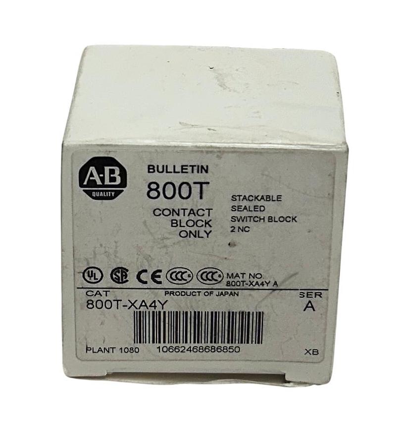 Used ALLEN BRADLEY 800T-XA4Y /A BULLETIN 800T STACKABLE CONTACT BLOCK 2NC NSMP