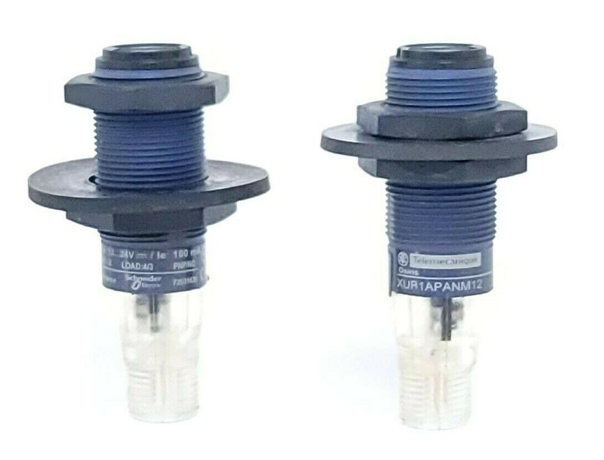 Used LOT OF 2 TELEMECANIQUE XUR1APANM12 PHOTOELECTRIC SENSORS 12...24VDC
