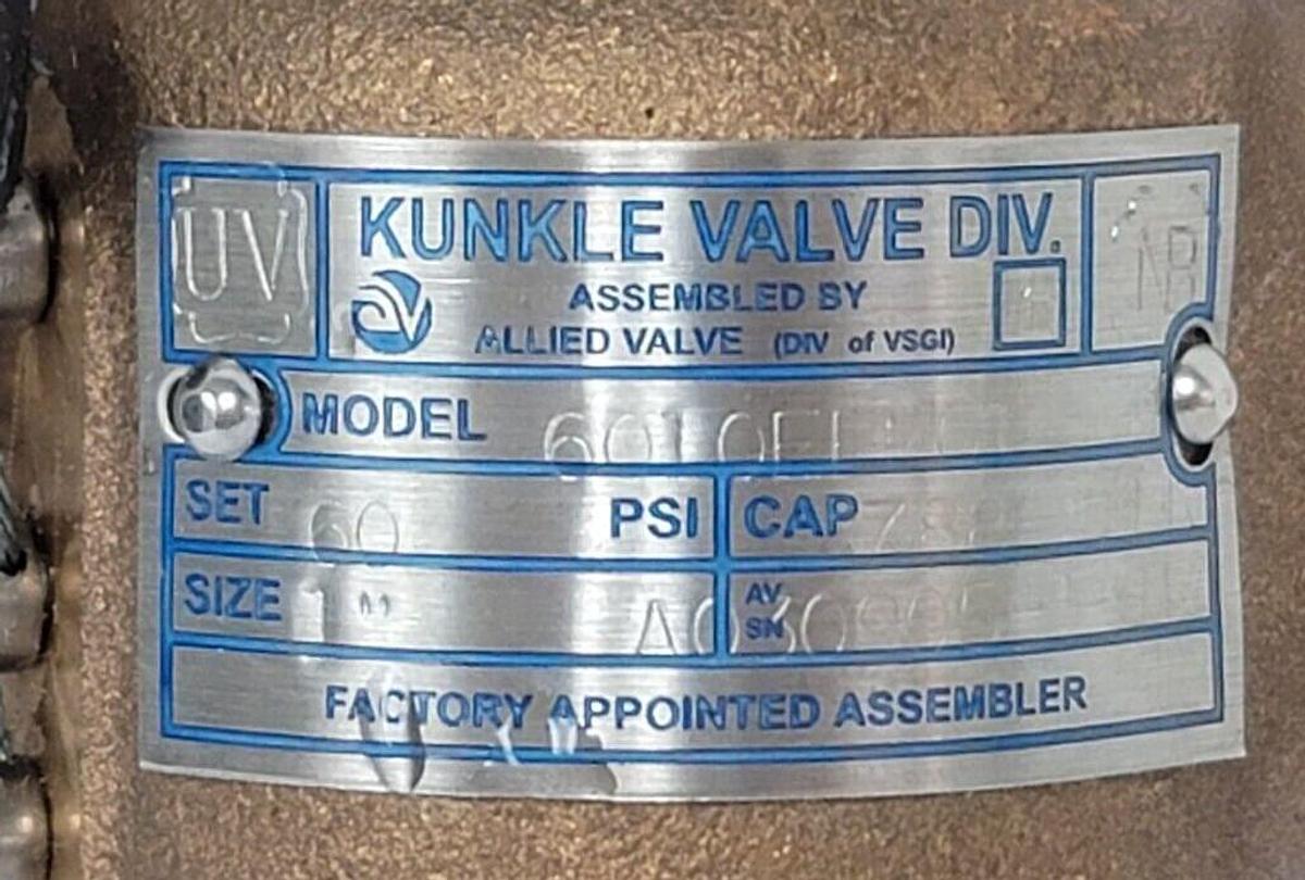 NIB KUNKLE 6010EEM01-AM0040 SIZE: 1'' STEAM RELIEF VALVE