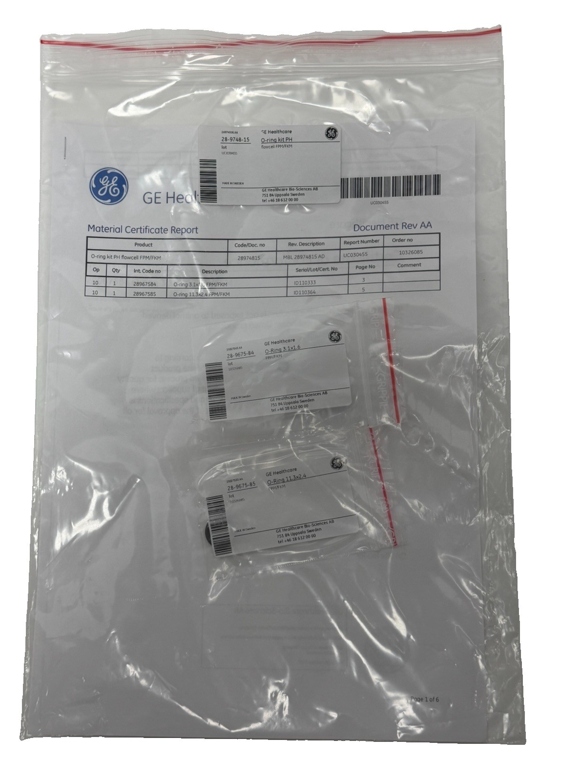 NEW GE HEALTHCARE 28-9748-15 O-RING KIT PH / 28974815