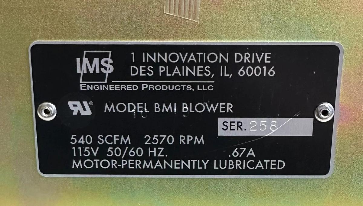 NEW IMS ENGINEERED PRODUCTS MODEL BMI BLOWER 540SCFM 2570RPM 115V 50/60Hz .67A