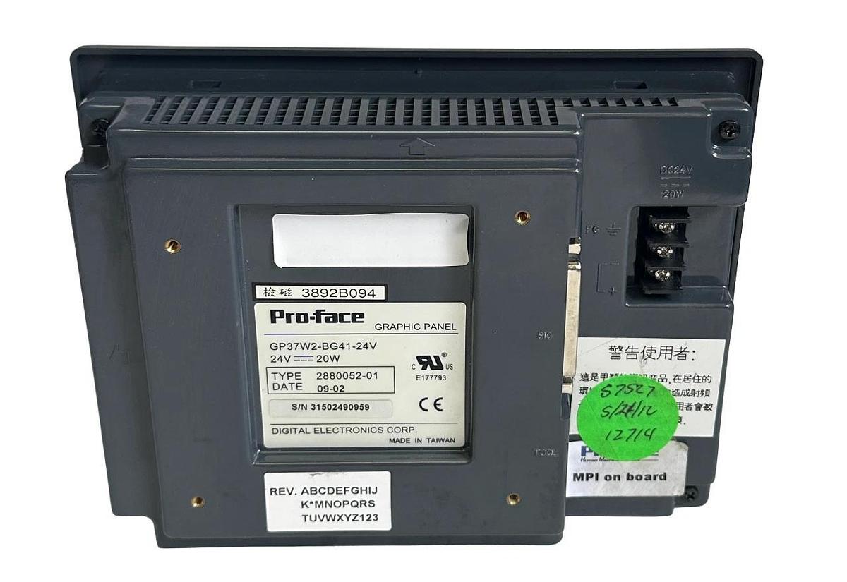 Used PRO-FACE 2880052-01 / GP37W2-BG41-24V GRAPHIC TOUCH PANEL 24VDC 20W 288005201