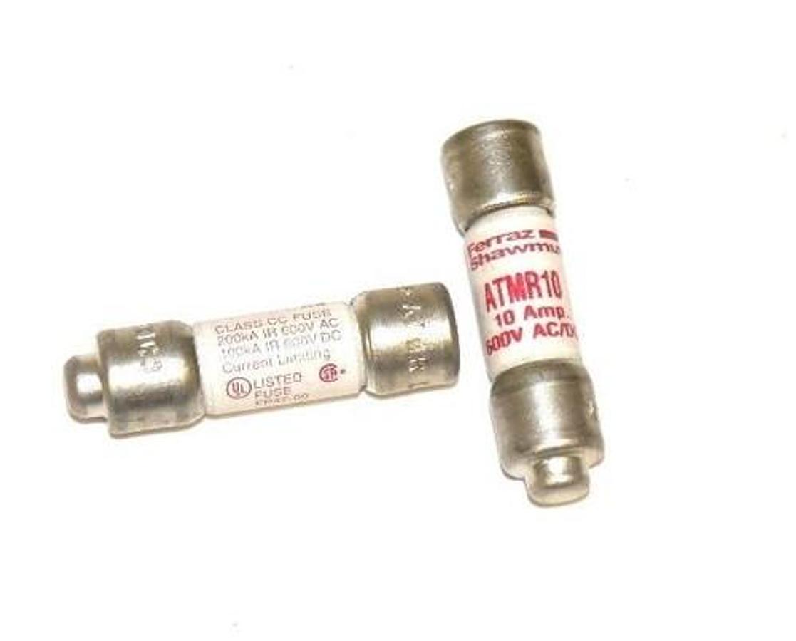 Used LOT OF 2 FERRAZ SHAWMUT ATMR10 FUSES, 10 AMP, 600 V, ATM-R-10