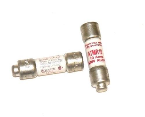 Used LOT OF 2 FERRAZ SHAWMUT ATMR10 FUSES, 10 AMP, 600 V, ATM-R-10