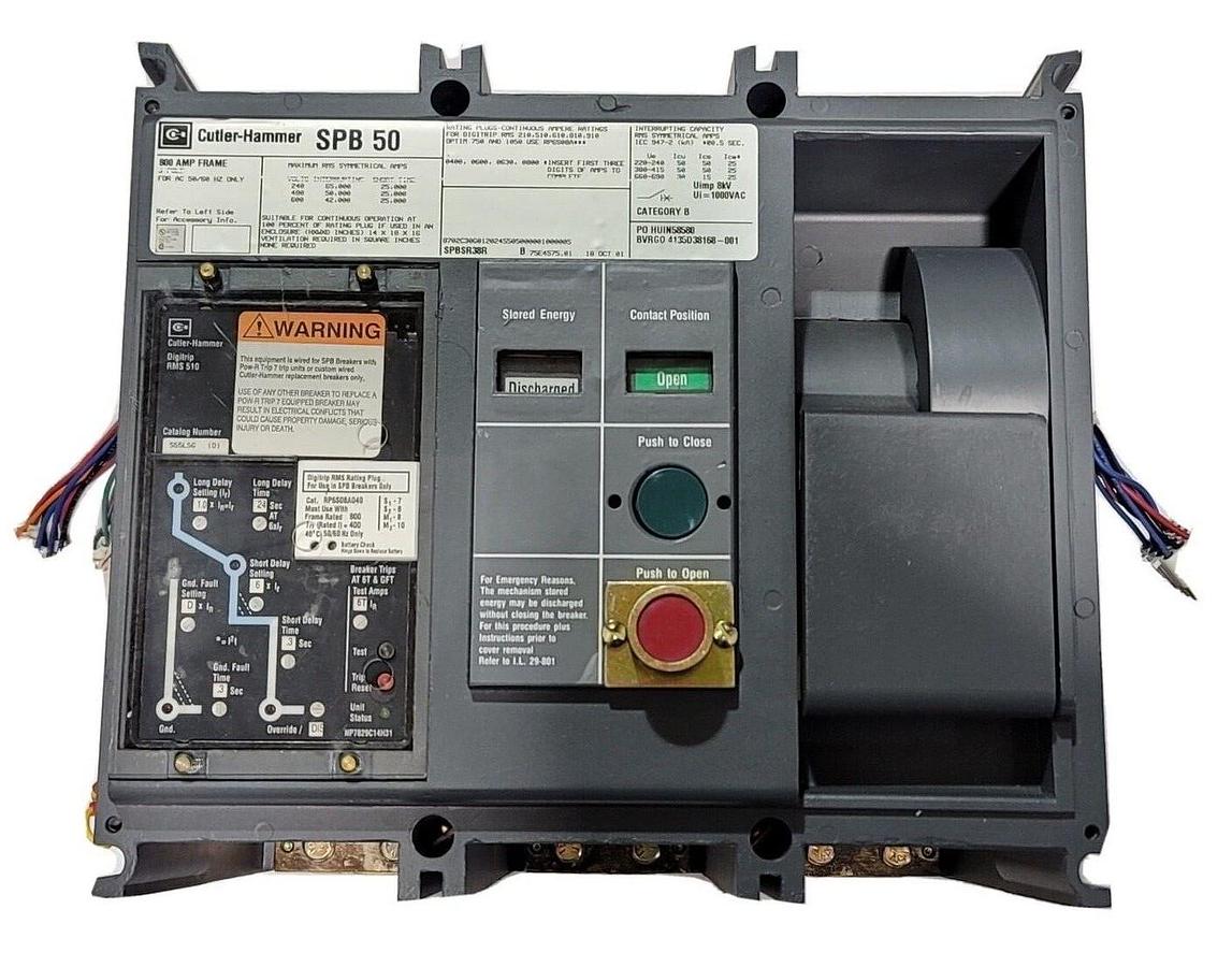Used NEW CUTLER HAMMER SPB 50 CIRCUIT BREAKER SPBSR38R 800A DIGITRIP RMS 510 S55LSG