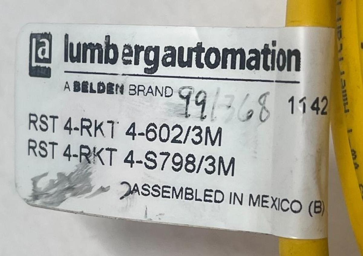 Used LUMBERG RST 4-RKT M12 Male Straight to Female Straight 4-Pin Cordset 1142mm