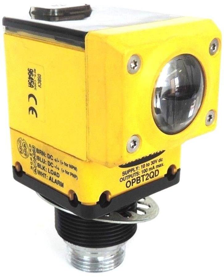 Used BANNER OSBCV OMNI-BEAM LASER HEAD SENSOR W/ OPBT2QD POWER BLOCK 10-30VDC 100mA