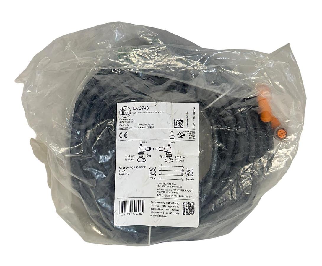 Used IFM VDOAH040MSP0010H04STAH040MSP / EVC743 CONNECTOR CABLE 20M 250VAC/300VDC NSFS