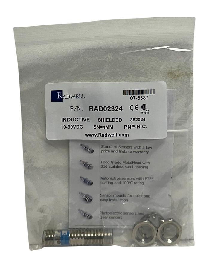 Used RADWELL RAD02324 INDUCTIVE PROXIMITY SENSOR OCN1-1204P-BRS4 SUB 10-30VDC NSMP