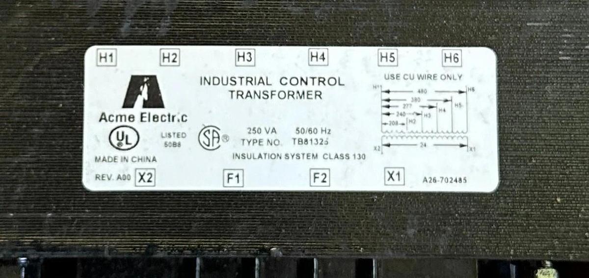 NEW ACME ELECTRIC TB-81325 / TB81325 INDUSTRIAL CONTROL TRANSFORMER 250VA 1PH