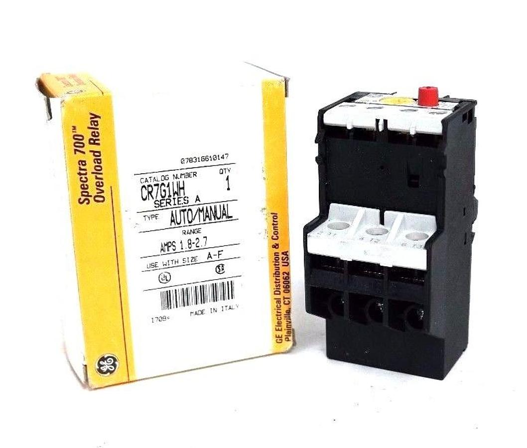 Used GENERAL ELECTRIC CR7G1WH SPECTRA 700 OVERLOAD RELAY SERIES A TYPE:AUTO/MANUAL