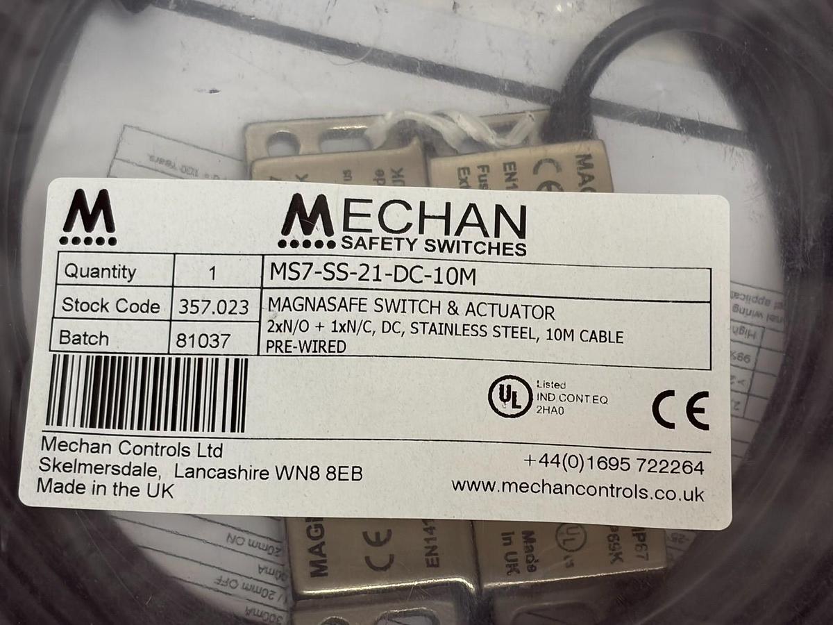 Mechan Controls MS7-SS-21-DC-10M Safety Switch & Actuator 357.023 New
