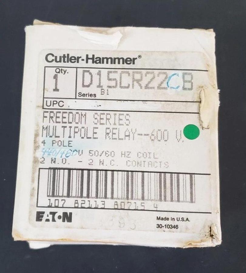 NEW EATON CUTLER-HAMMER D15CR22CB MULTIPOLE RELAY D15CR22 SER. B1 (DAMAGED)