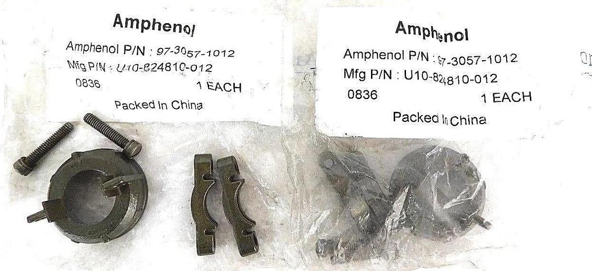 Used LOT OF 2 NEW AMPHENOL 97-3057-1012 CABLE CLAMP U10-824810-012