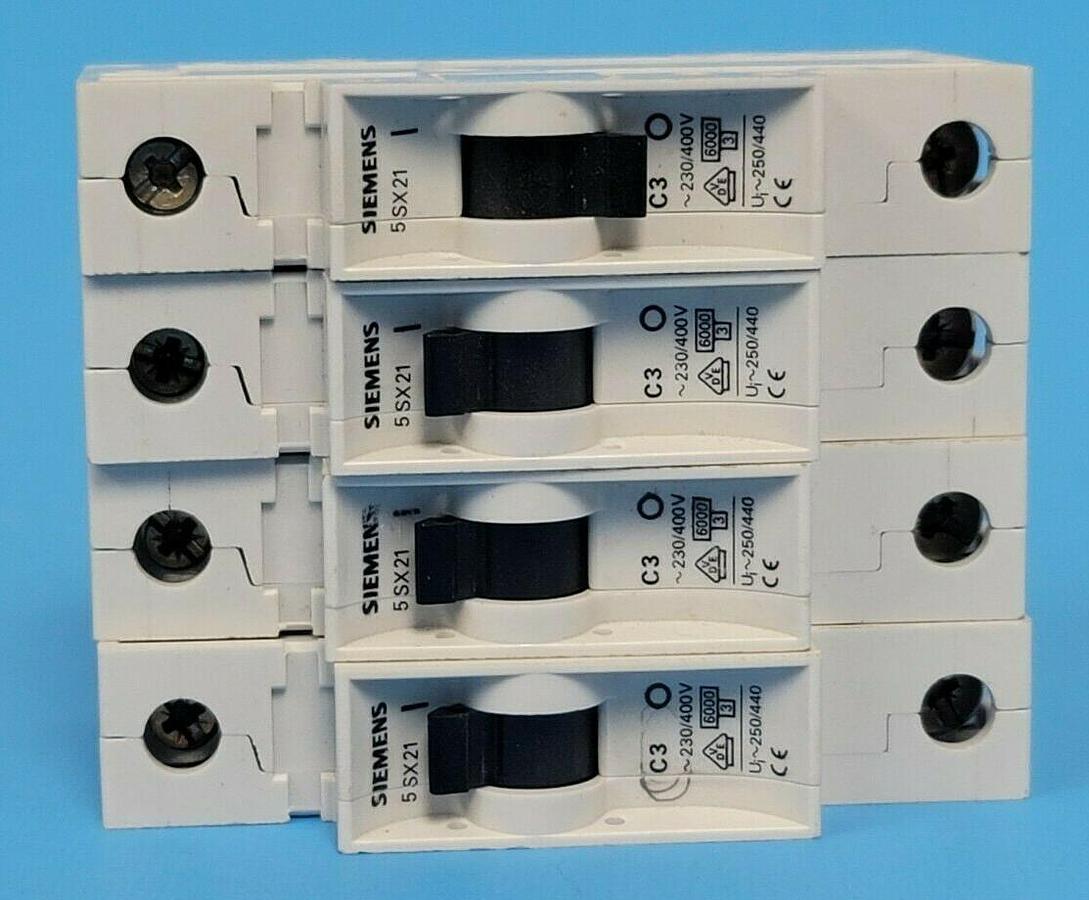 Used LOT OF 4 SIEMENS 5SX21C3 CIRCUIT BREAKERS 5SX2 230/400V