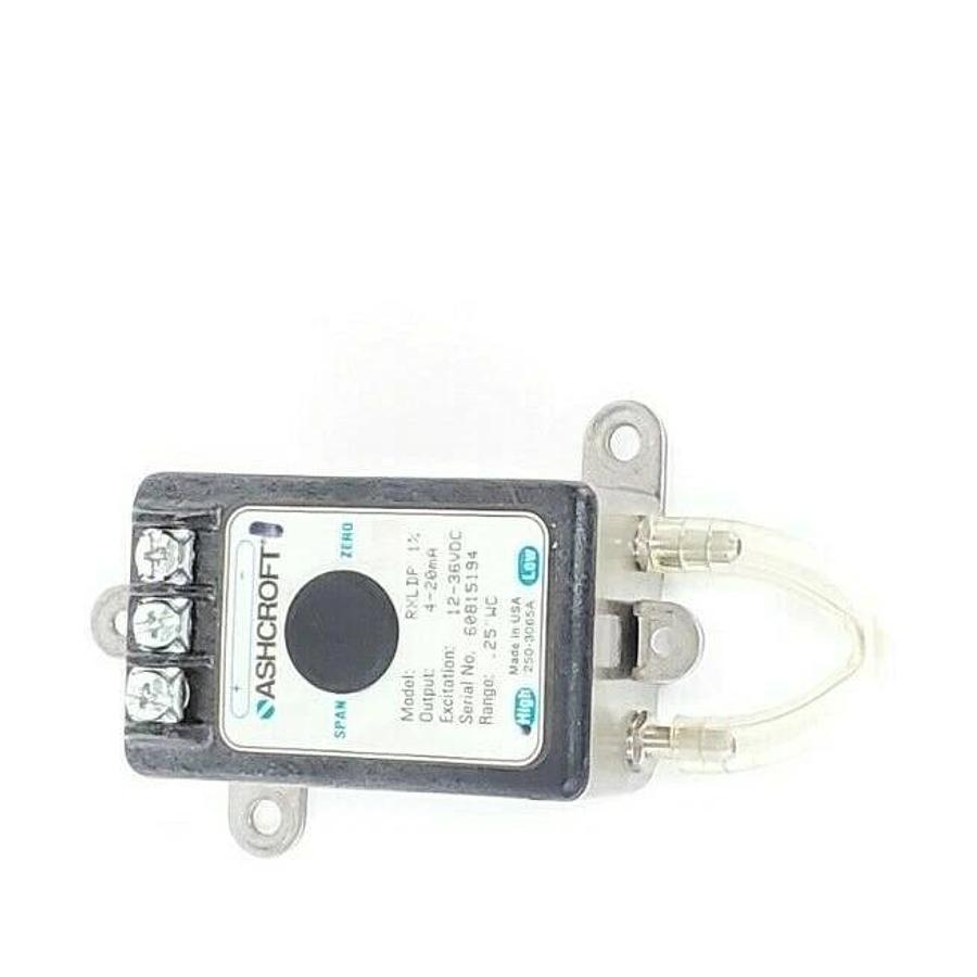 Used ASHCROFT RXLDP 1% PRESSURE TRANSMITTER 4-20mA, 12-36VDC, 0.25" WC RANGE