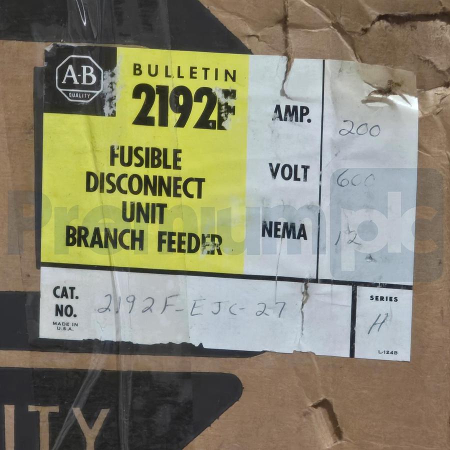 Used Surplus Allen Bradley 2192F-EJC-27 /H 2100 MCC Fusible Disconnect Unit 600V 200A