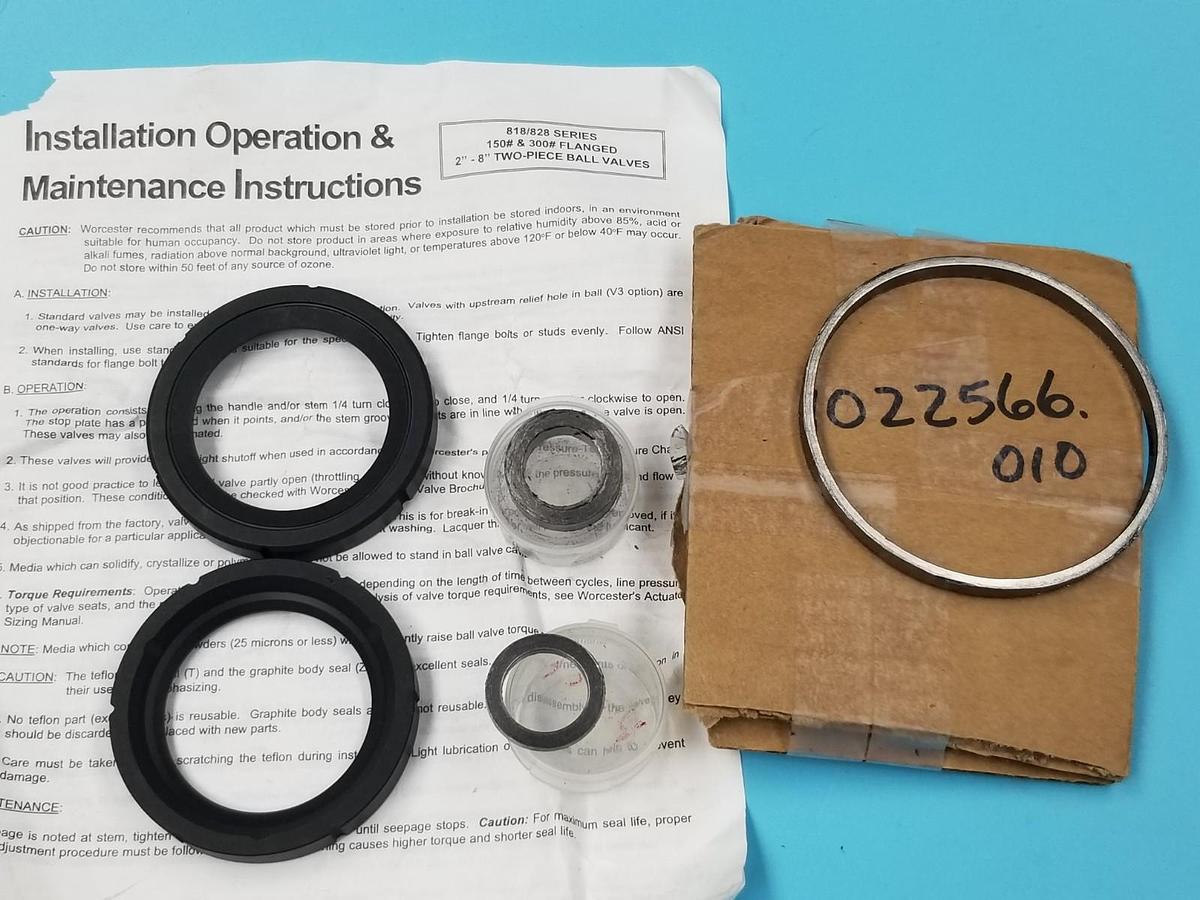Used WORCESTER 20-AF-RK818-P2-R3 2"-8" 818/828 TWO-PIECE BALL VALVE REPAIR KIT