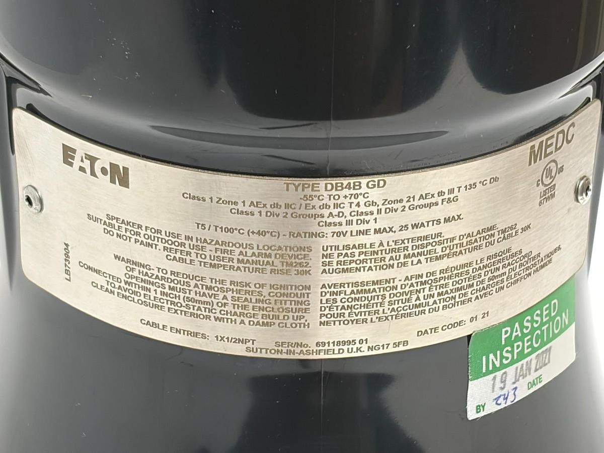 Used Eaton MEDC DB4B GD Explosion Proof Loudspeaker 25W 70V Hazardous Area Speaker