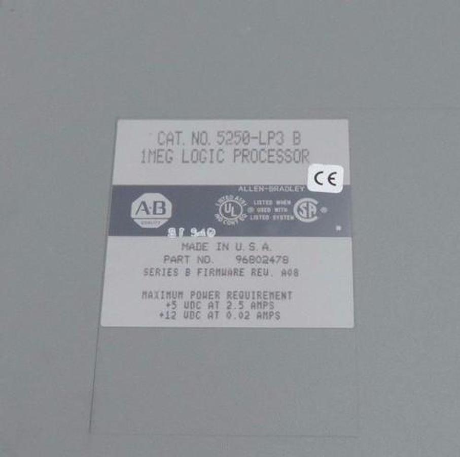 Used ALLEN BRADLEY 5250-LP3 1MEG LOGIC PROCESSOR 5250LP3, 5250-LP3/B SER. B