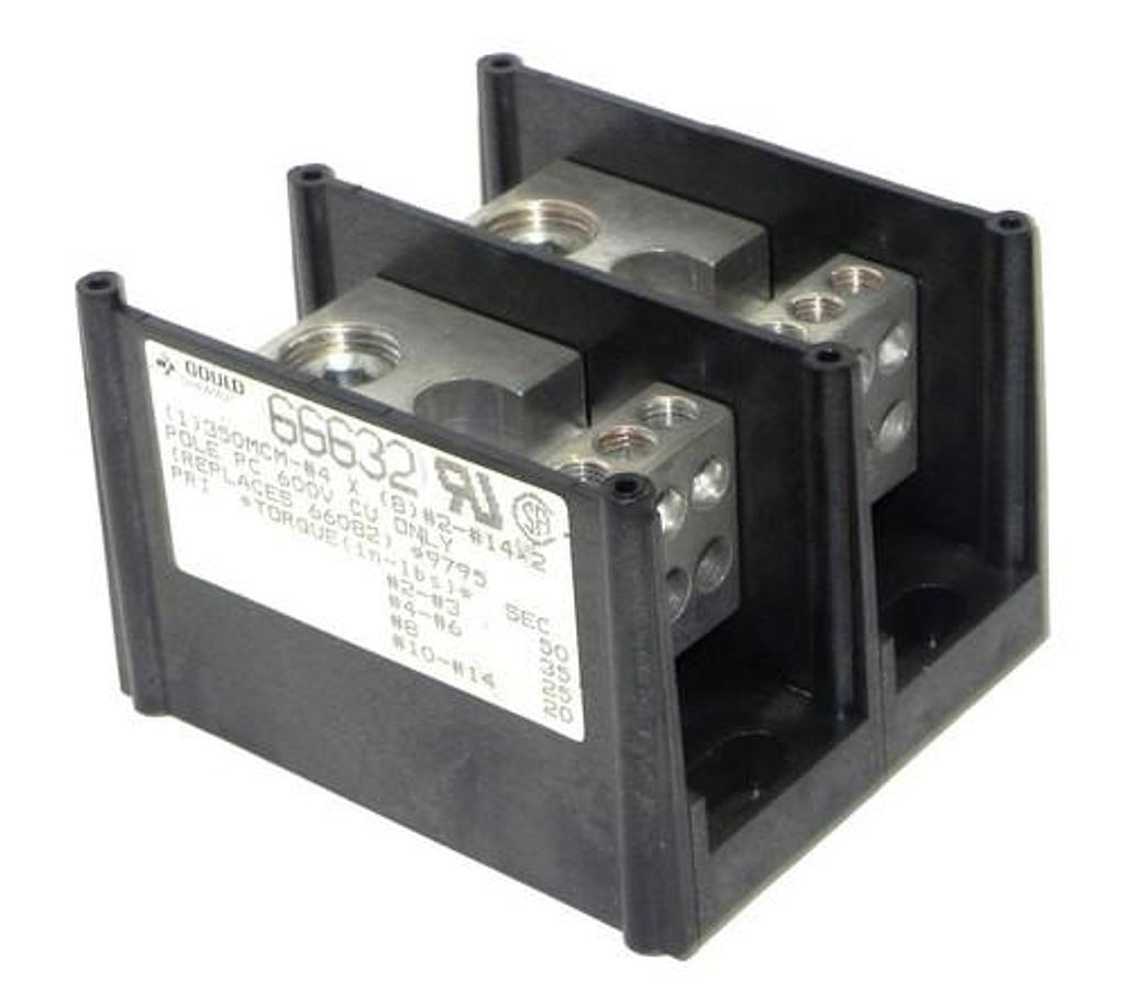 Used GOULD SHAWMUT 66632 POWER DISTRIBUTION BLOCK 2POLE 600V