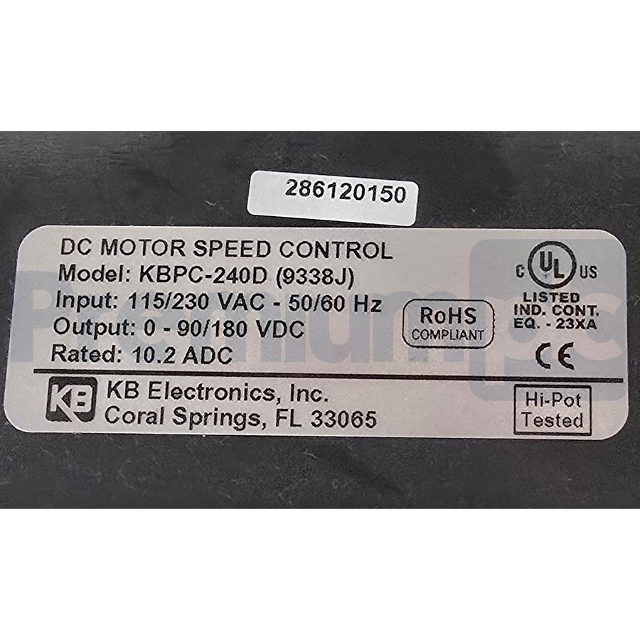 Used KB Electronics KBPC-240D 9338J DC Motor Speed Control NEMA 4X 2HP 10.2A NSNP
